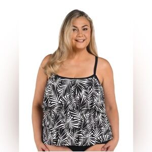 Maxine of Hollywood Palm Retreat Triple Tiered Tankini Swim Top size 18